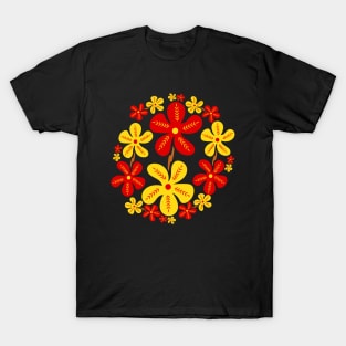 Red and Yellow Flowers Circle T-Shirt